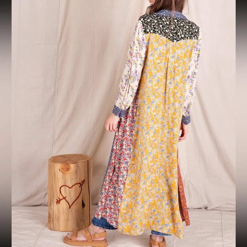 NWT Natural Life Esme Shirt Dress - Rust Blue Mix Print - Picture 4 of 14